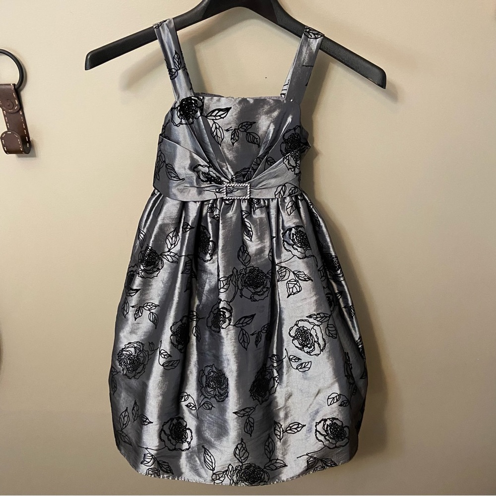 Girls Grey & Black Holiday Dress -size 5